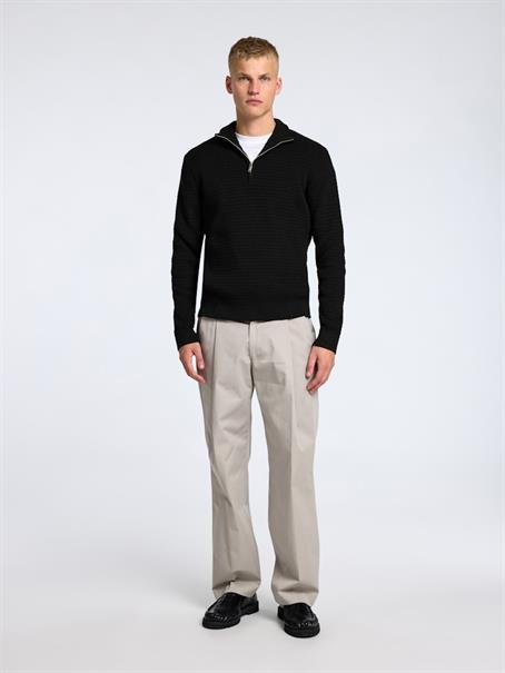 SLHTHEO LS KNIT STRUCTURE HALF ZIP black