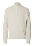 SLHTHEO LS KNIT STRUCTURE HALF ZIP oatmeal