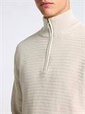 SLHTHEO LS KNIT STRUCTURE HALF ZIP oatmeal
