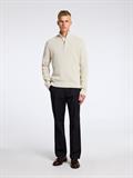 SLHTHEO LS KNIT STRUCTURE HALF ZIP oatmeal