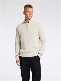 SLHTHEO LS KNIT STRUCTURE HALF ZIP oatmeal