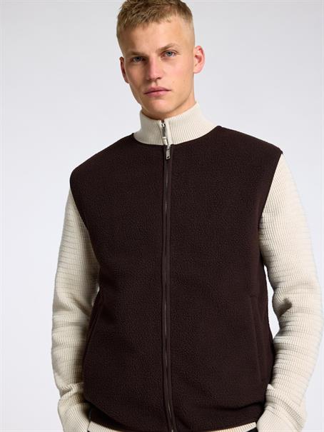 SLHTHEO LS KNIT STRUCTURE HALF ZIP oatmeal