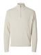 SLHTHEO LS KNIT STRUCTURE HALF ZIP oatmeal
