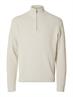 SLHTHEO LS KNIT STRUCTURE HALF ZIP oatmeal