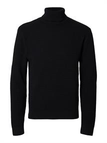 SLHTHEO LS KNIT STRUCTURE ROLL NECK black
