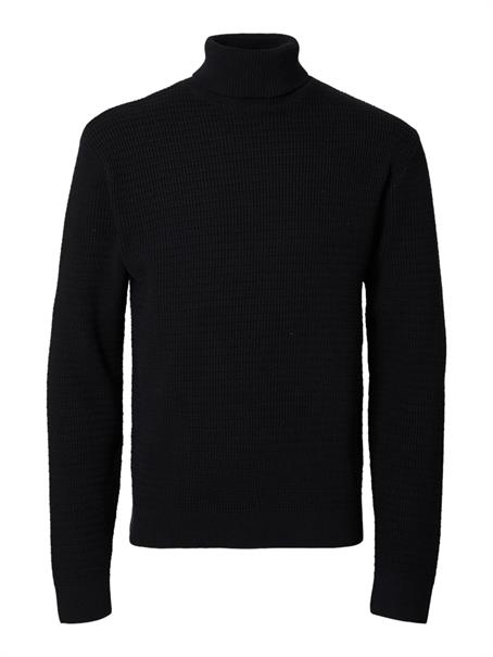 SLHTHEO LS KNIT STRUCTURE ROLL NECK black