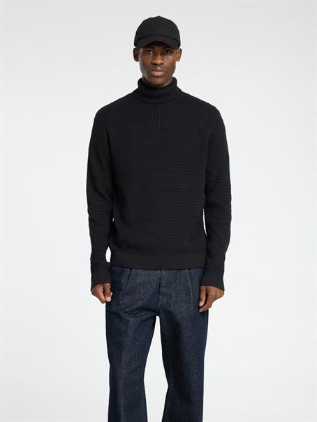 SLHTHEO LS KNIT STRUCTURE ROLL NECK black