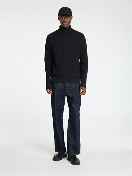 SLHTHEO LS KNIT STRUCTURE ROLL NECK black