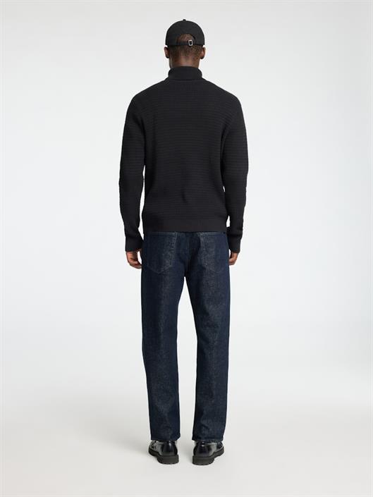 slhtheo-ls-knit-structure-roll-neck-black