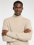 SLHTHEO LS KNIT STRUCTURE ROLL NECK oatmeal