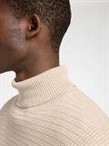 SLHTHEO LS KNIT STRUCTURE ROLL NECK oatmeal