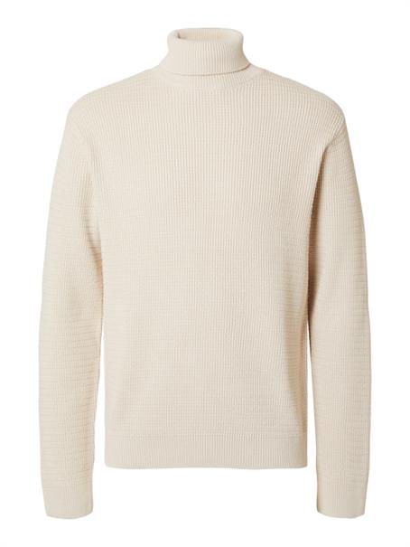 SLHTHEO LS KNIT STRUCTURE ROLL NECK oatmeal