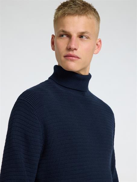 SLHTHEO LS KNIT STRUCTURE ROLL NECK sky captain