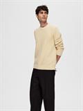 SLHTHIM LS KNIT STRUCTURE CREW NECK W oatmeal