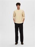 SLHTHIM LS KNIT STRUCTURE CREW NECK W oatmeal