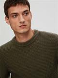 SLHTHIM LS KNIT STRUCTURE CREW NECK W rosin