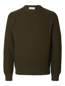 SLHTHIM LS KNIT STRUCTURE CREW NECK W rosin