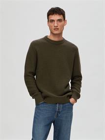 SLHTHIM LS KNIT STRUCTURE CREW NECK W rosin