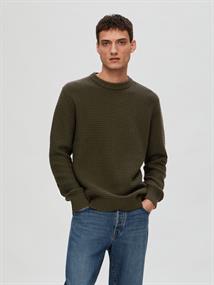 SLHTHIM LS KNIT STRUCTURE CREW NECK W rosin