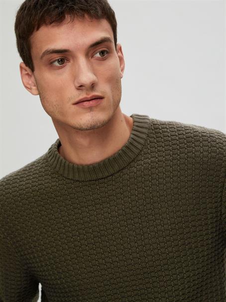 SLHTHIM LS KNIT STRUCTURE CREW NECK W rosin