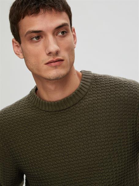 SLHTHIM LS KNIT STRUCTURE CREW NECK W rosin