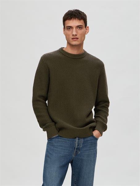 SLHTHIM LS KNIT STRUCTURE CREW NECK W rosin