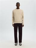 SLHTOM LS KNIT STRUCTURE CREW NECK oatmeal