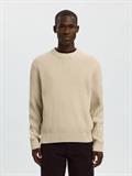 SLHTOM LS KNIT STRUCTURE CREW NECK oatmeal