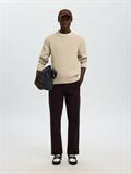SLHTOM LS KNIT STRUCTURE CREW NECK oatmeal