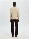 SLHTOM LS KNIT STRUCTURE CREW NECK oatmeal