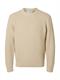 SLHTOM LS KNIT STRUCTURE CREW NECK oatmeal