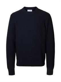 SLHTOM LS KNIT STRUCTURE CREW NECK sky captain