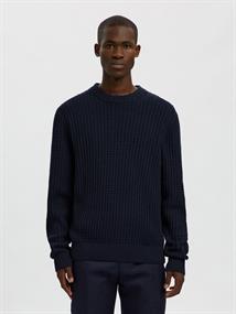 SLHTOM LS KNIT STRUCTURE CREW NECK sky captain