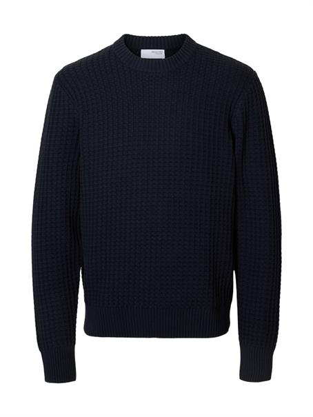 SLHTOM LS KNIT STRUCTURE CREW NECK sky captain