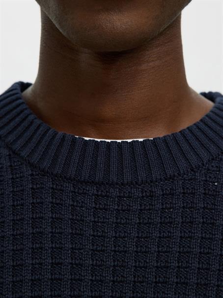 SLHTOM LS KNIT STRUCTURE CREW NECK sky captain