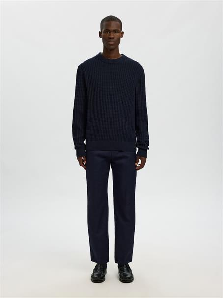 SLHTOM LS KNIT STRUCTURE CREW NECK sky captain