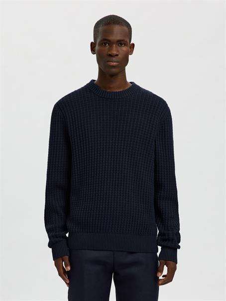 SLHTOM LS KNIT STRUCTURE CREW NECK sky captain
