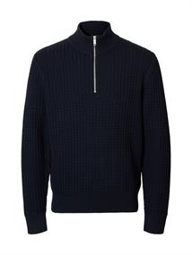 SLHTOM LS KNIT STRUCTURE HALF ZIP sky captain