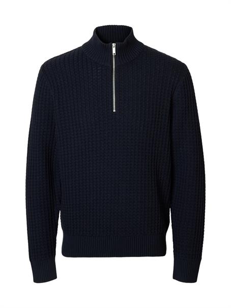 SLHTOM LS KNIT STRUCTURE HALF ZIP sky captain