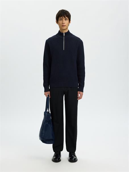 SLHTOM LS KNIT STRUCTURE HALF ZIP sky captain