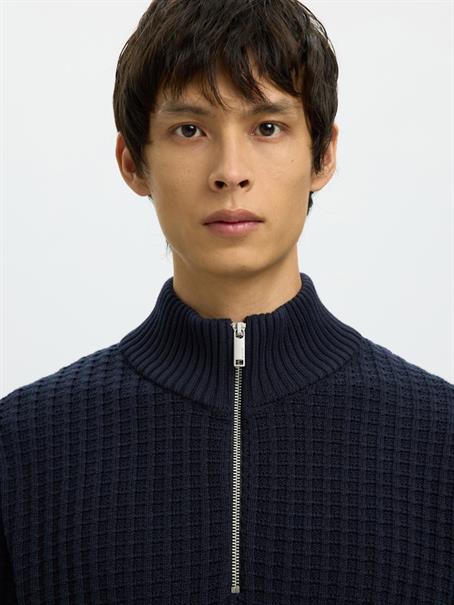 SLHTOM LS KNIT STRUCTURE HALF ZIP sky captain