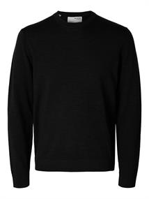 SLHTRAY LS KNIT MERINO CREW NECK NOOS black