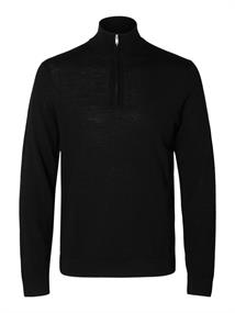 SLHTRAY LS KNIT MERINO HALF ZIP NOOS black