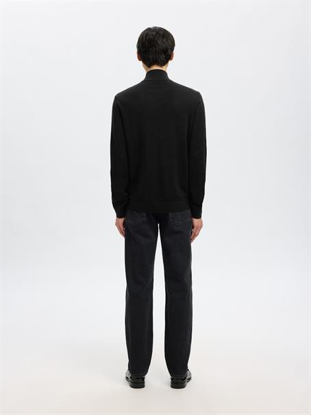 SLHTRAY LS KNIT MERINO HALF ZIP NOOS black