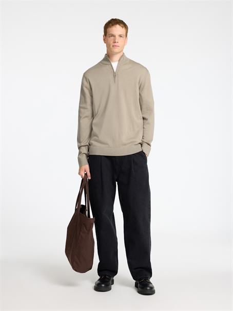 SLHTRAY LS KNIT MERINO HALF ZIP NOOS kelp