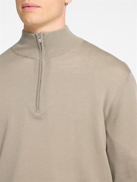 SLHTRAY LS KNIT MERINO HALF ZIP NOOS kelp