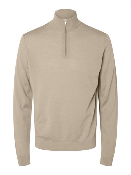 SLHTRAY LS KNIT MERINO HALF ZIP NOOS kelp