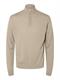SLHTRAY LS KNIT MERINO HALF ZIP NOOS kelp