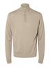SLHTRAY LS KNIT MERINO HALF ZIP NOOS kelp