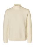 SLHTREVOR LS KNIT STRUCTURE ROLL NECK egret